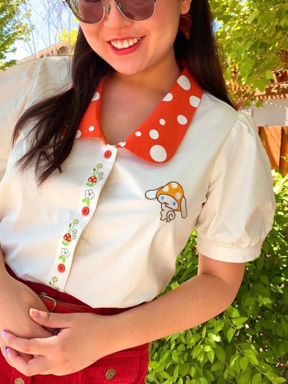 Hot Topic Sanrio Cinnamoroll Mushroom Girls Woven Button-Up (BRAND NEW, no tags)